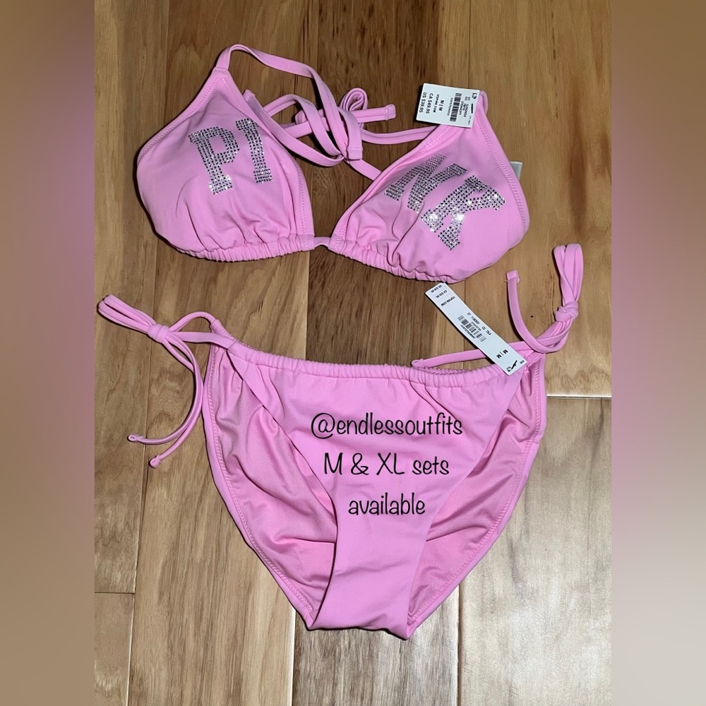 VS PINK PINK LOLLIPOP BLING STRING BIKINI 2 PIECE SET